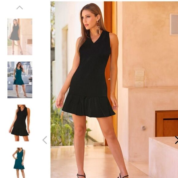 BOSTON PROPER FLUTTER DRESS IN BLACK - Picture 9 of 9